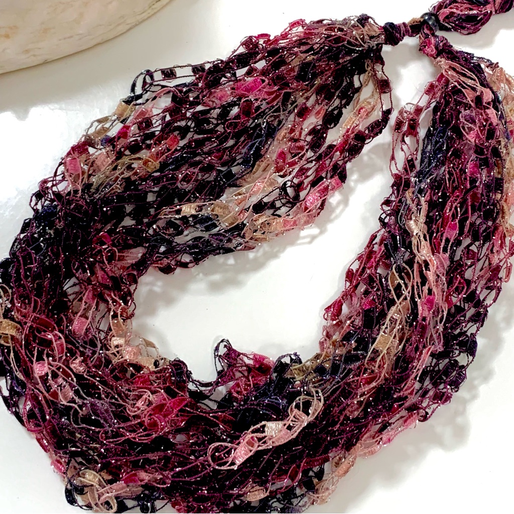 Shades Of Plum Ribbon Chain Necklace